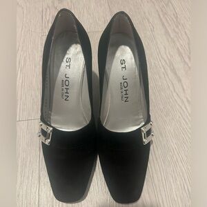 St. John Suede Mules with Buckle